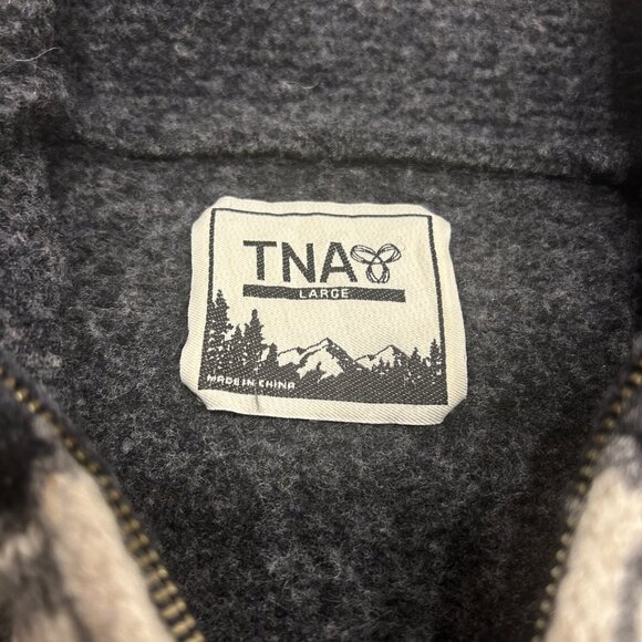 Vintage TNA Wool Cowichan Cardigan Reindeer Geometric Knit Sz L Lambswool - Picture 3 of 8